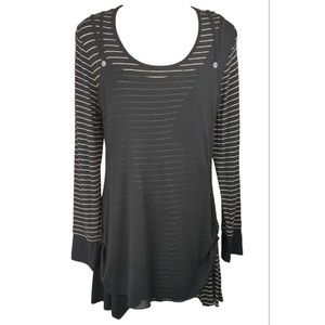 Dolcezza Striped Tunic Top Lagenlook Wearable Art Black White M